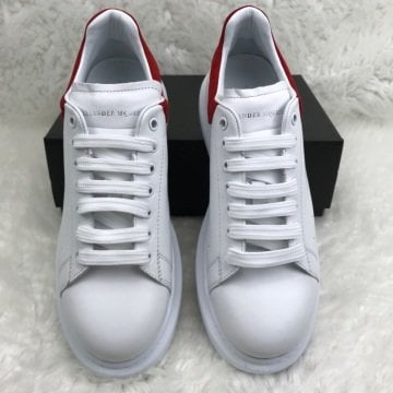 ALEXANDER McQueen %HAKİKİ DERİ BAYAN SNEAKER BEYAZ KIRMIZI