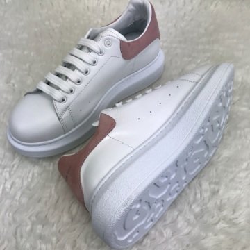 ALEXANDER McQueen %HAKİKİ DERİ BAYAN SNEAKER BEYAZ PUDRA PEMBE