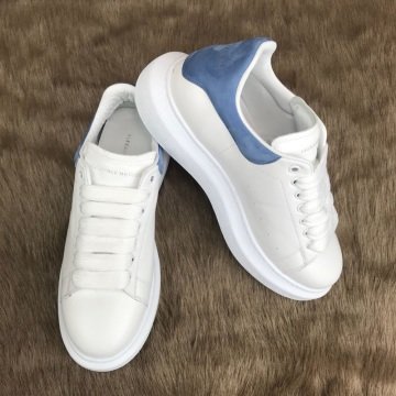 ALEXANDER McQueen %HAKİKİ DERİ BAYAN SNEAKER BEYAZ BEBE MAVİ