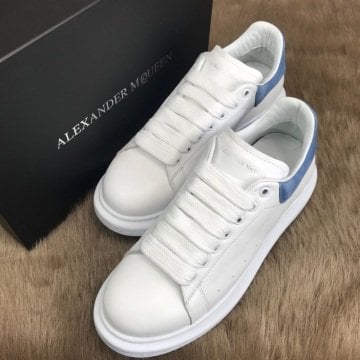 ALEXANDER McQueen %HAKİKİ DERİ BAYAN SNEAKER BEYAZ BEBE MAVİ