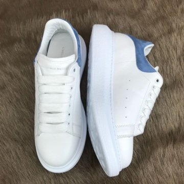 ALEXANDER McQueen %HAKİKİ DERİ BAYAN SNEAKER BEYAZ BEBE MAVİ