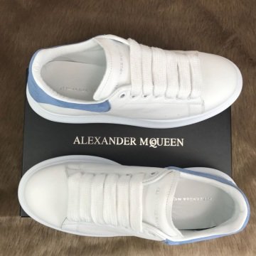 ALEXANDER McQueen %HAKİKİ DERİ BAYAN SNEAKER BEYAZ BEBE MAVİ