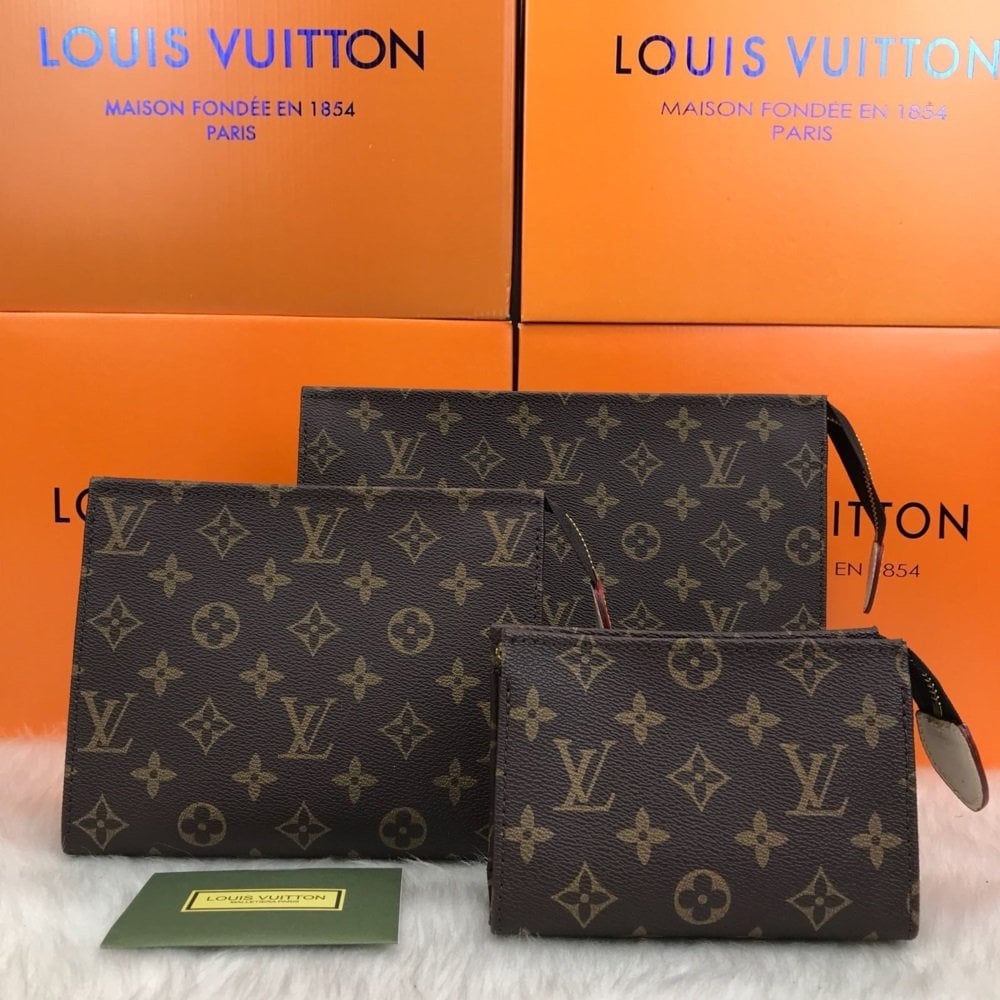 LOUIS VUITTON TOILETRY POUCH %100 hakiki vejital deri