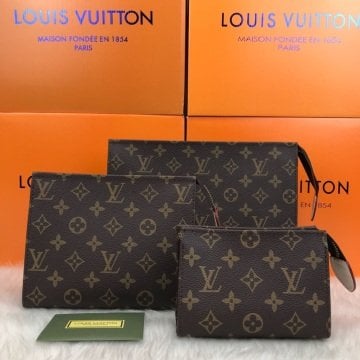 LOUIS VUITTON TOILETRY POUCH %100 hakiki vejital deri