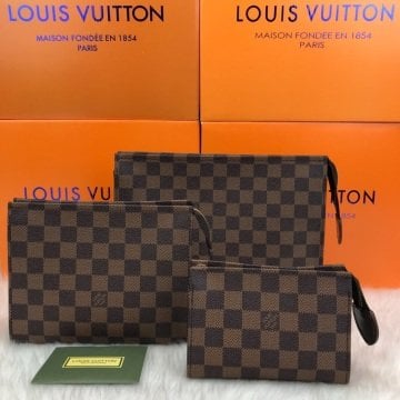 LOUIS VUITTON TOILETRY POUCH %100 hakiki vejital deri