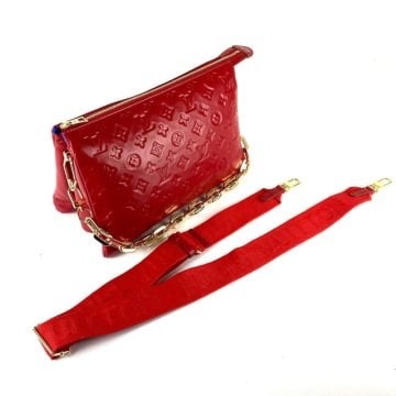 LOUİS VUİTTON COUSSİN MM BAG %100 HAKIKI DERİ KIRMIZI