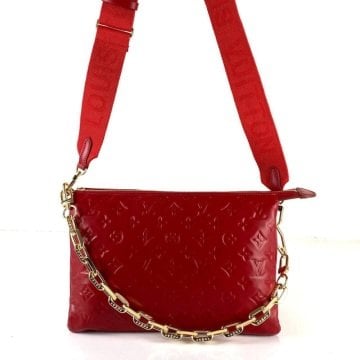 LOUİS VUİTTON COUSSİN MM BAG %100 HAKIKI DERİ KIRMIZI