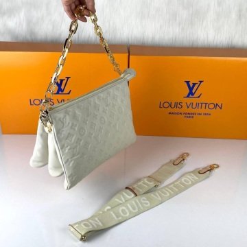 LOUİS VUİTTON COUSSİN MM BAG %100 HAKIKI DERİ BEJ