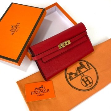 HERMES KELLY LONG WALLET %100 HAKIKİ DERİ KIRMIZI