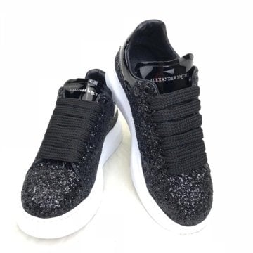 ALEXANDER McQueen %HAKİKİ DERİ BAYAN SNEAKER SİYAH SİMLİ RUGAN