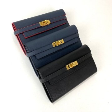 HERMES KELLY LONG WALLET %100 HAKIKİ DERİ LACİVERT