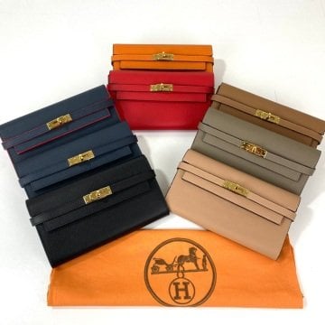 HERMES KELLY LONG WALLET %100 HAKIKİ DERİ TABA