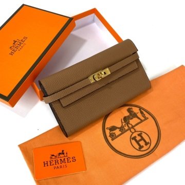 HERMES KELLY LONG WALLET %100 HAKIKİ DERİ TABA