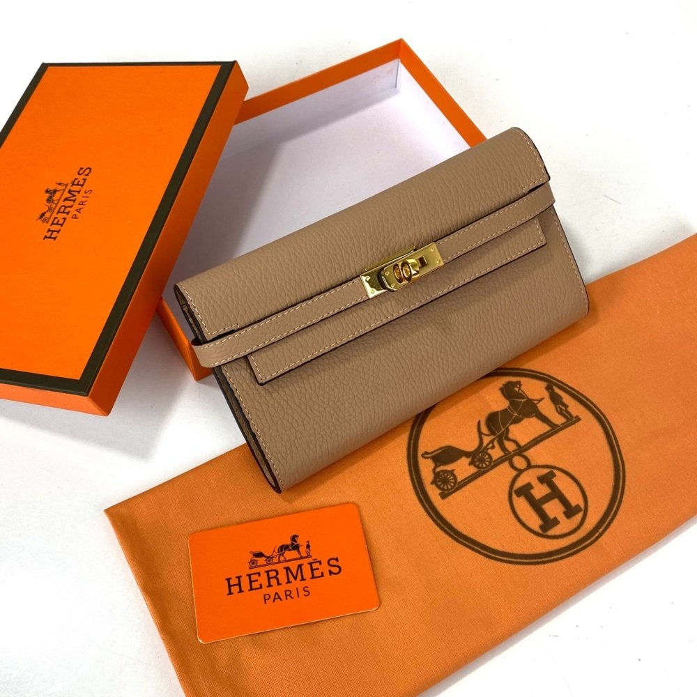 HERMES KELLY LONG WALLET %100 HAKIKİ DERİ PUDRA