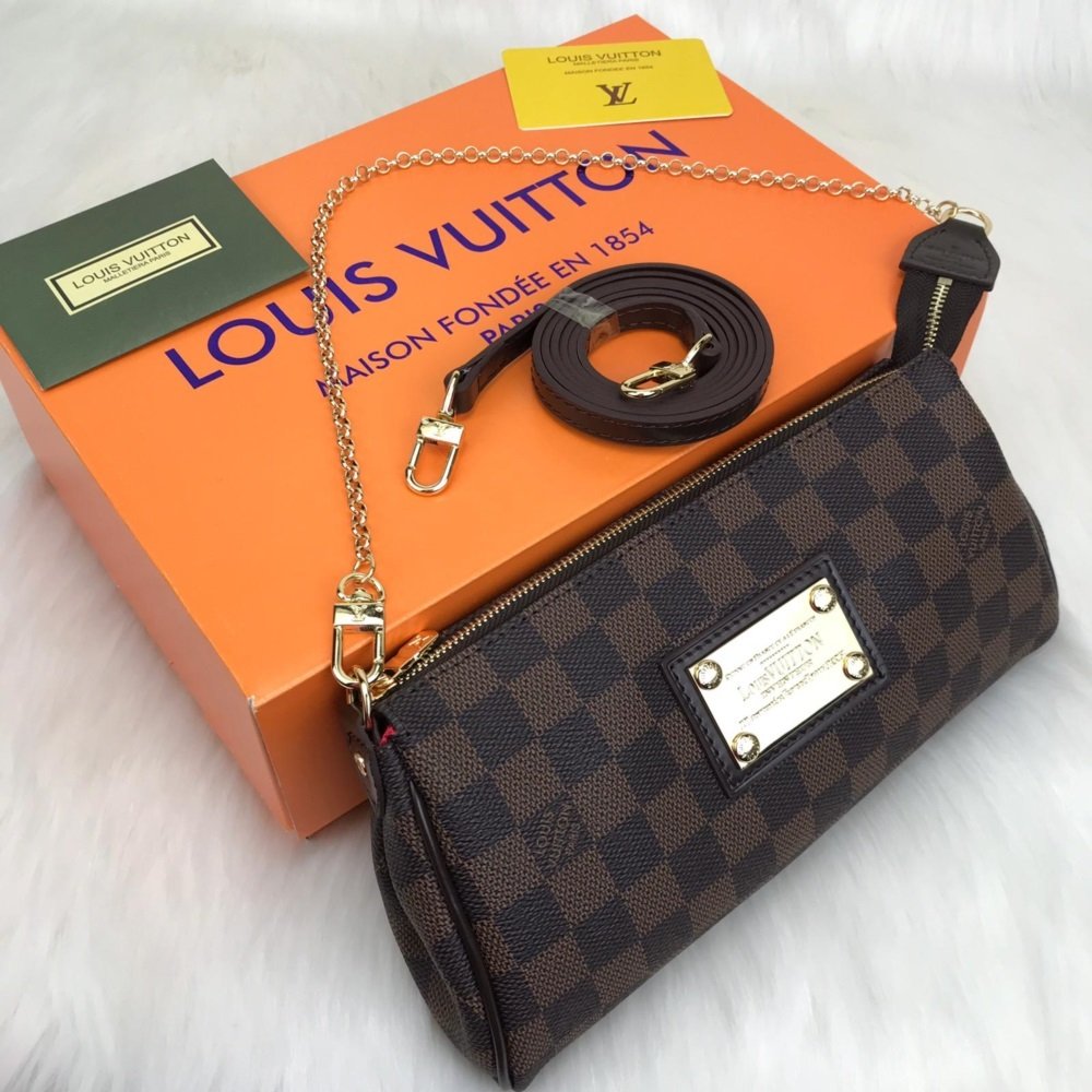 LOUIS VUITTON DAMİER GRAPHİTE EVA CLUTCH %100 hakiki vejital deri