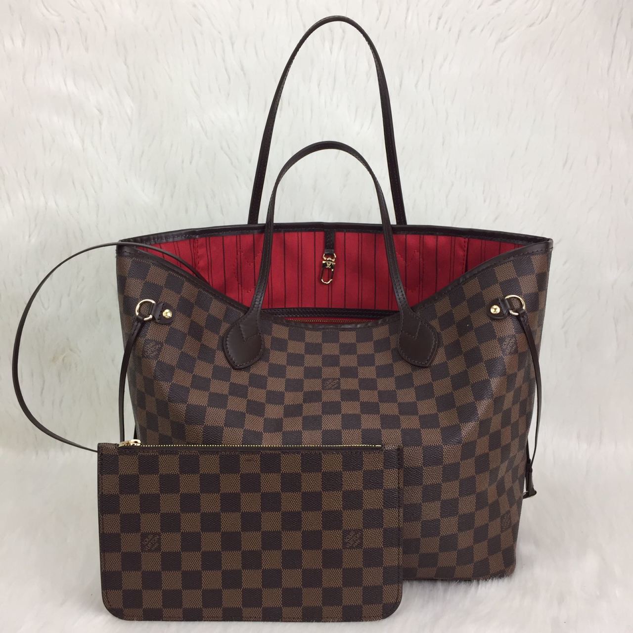 LOUIS VUITTON DAMİER GRAPHİTE NEVERFULL MM VEJITAL DERI ORTA BOY
