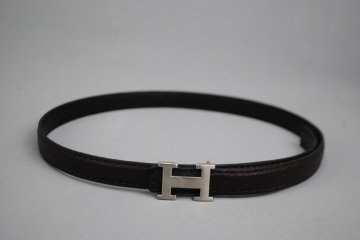 HERMES BUCKLE BELT SİYAH İNCE KEMER %100 HAKIKI DERI