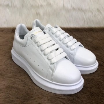 ALEXANDER McQueen %HAKİKİ DERİ ERKEK SNEAKER BEYAZ SİYAH