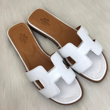 HERMES ORAN SANDALS %100 HAKİKİ DERİ BEYAZ