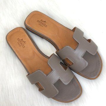 HERMES ORAN SANDALS %100 HAKİKİ DERİ VİZON