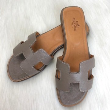 HERMES ORAN SANDALS %100 HAKİKİ DERİ VİZON