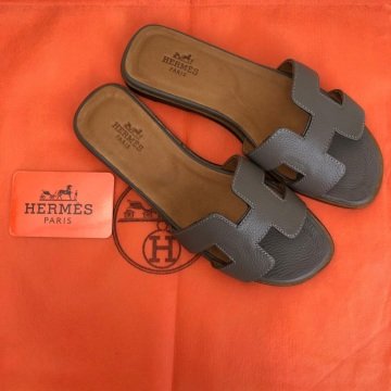 HERMES ORAN SANDALS %100 HAKİKİ DERİ VİZON
