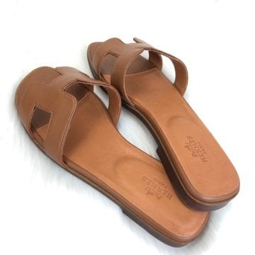 HERMES ORAN SANDALS %100 HAKİKİ DERİ TABA