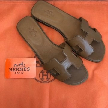HERMES ORAN SANDALS %100 HAKİKİ DERİ TABA