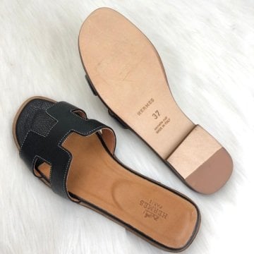 HERMES ORAN SANDALS %100 HAKİKİ DERİ SİYAH