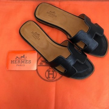 HERMES ORAN SANDALS %100 HAKİKİ DERİ SİYAH