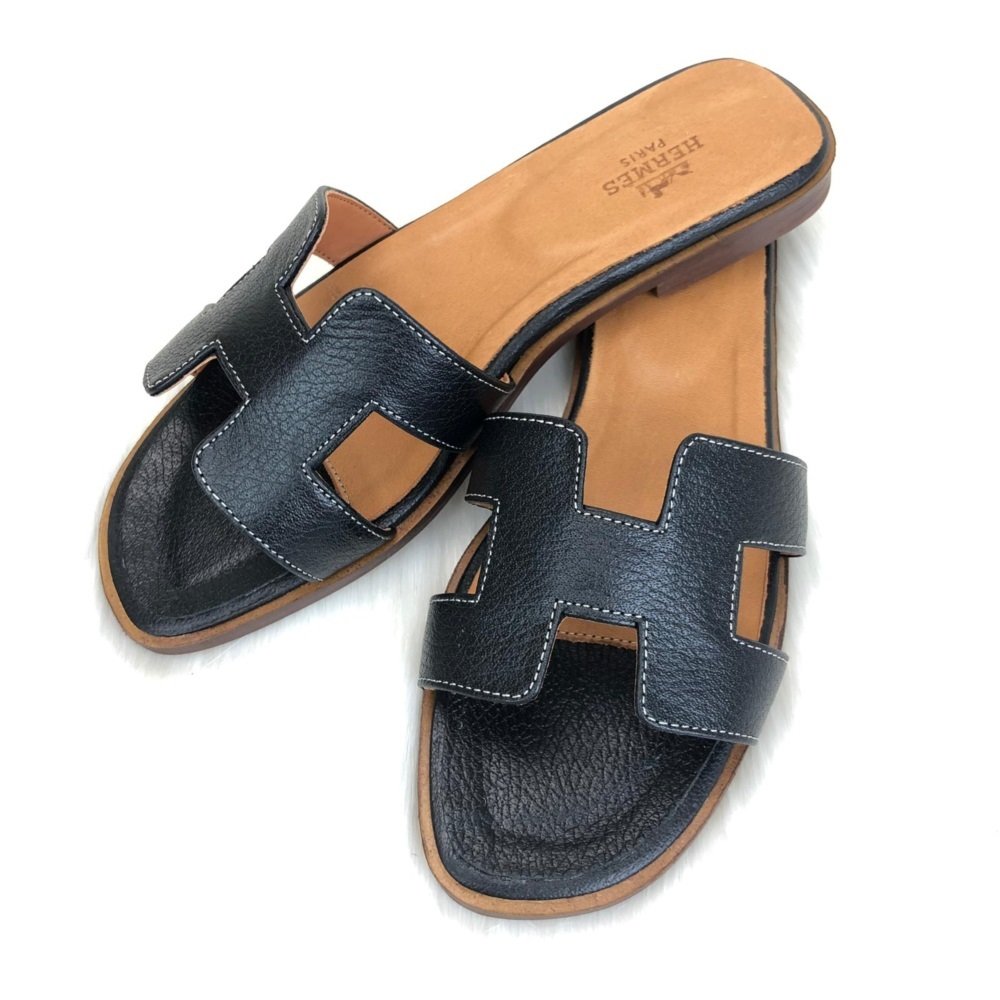 HERMES ORAN SANDALS %100 HAKİKİ DERİ SİYAH