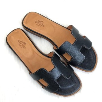 HERMES ORAN SANDALS %100 HAKİKİ DERİ SİYAH