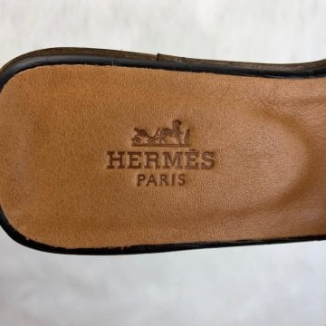 HERMES ORAN SANDALS KROKO DESENLİ %100 HAKİKİ DERİ SİYAH