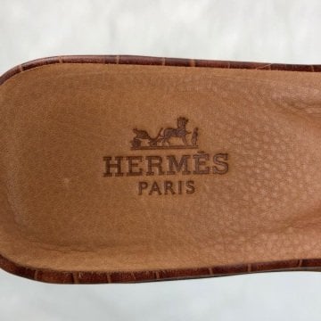 HERMES ORAN SANDALS KROKO DESENLİ %100 HAKİKİ DERİ TABA