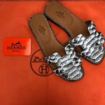 HERMES ORAN SANDALS KROKO DESENLİ %100 HAKİKİ PİTON DERİ