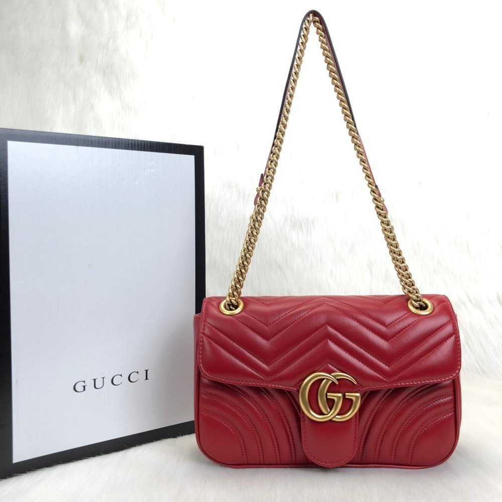 GUCCI MARMONT %100 HAKİKİ DERİ KIRMIZI