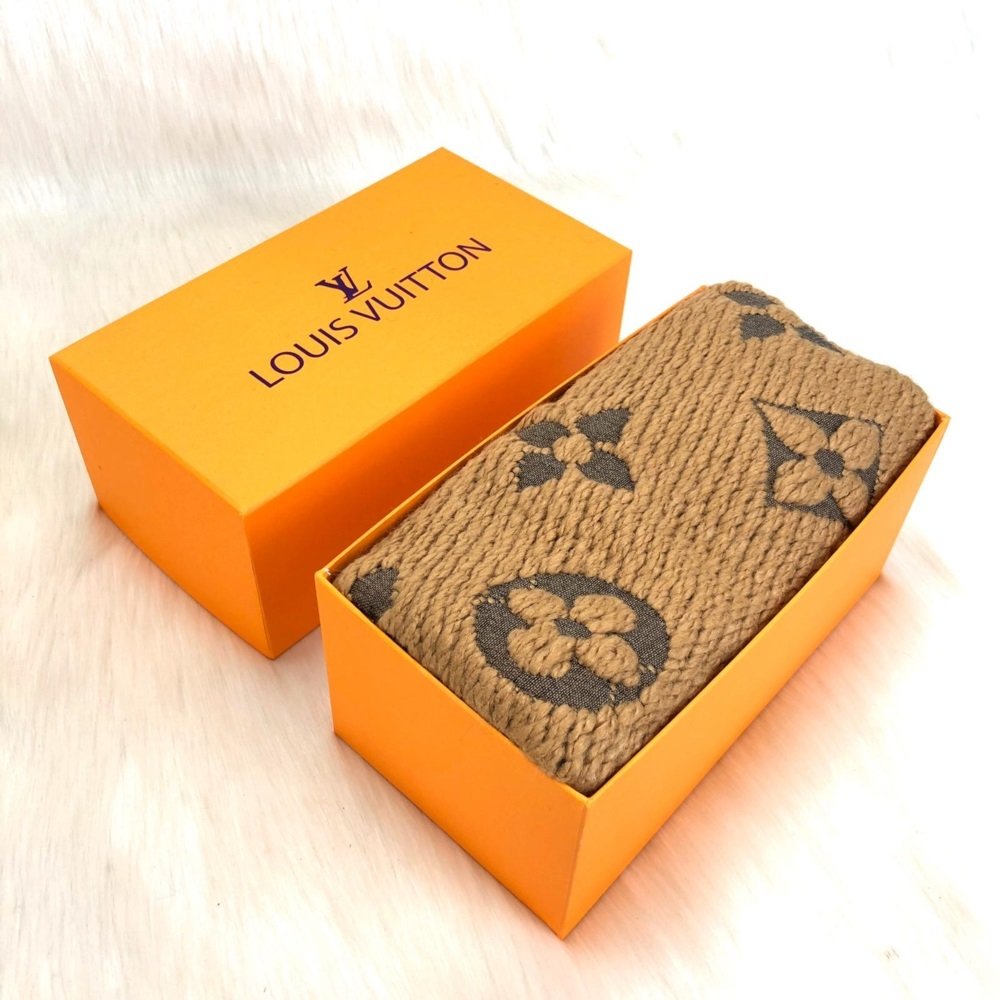 LOUIS VUITTON LOGOMANİA YÜN ATKI TABA