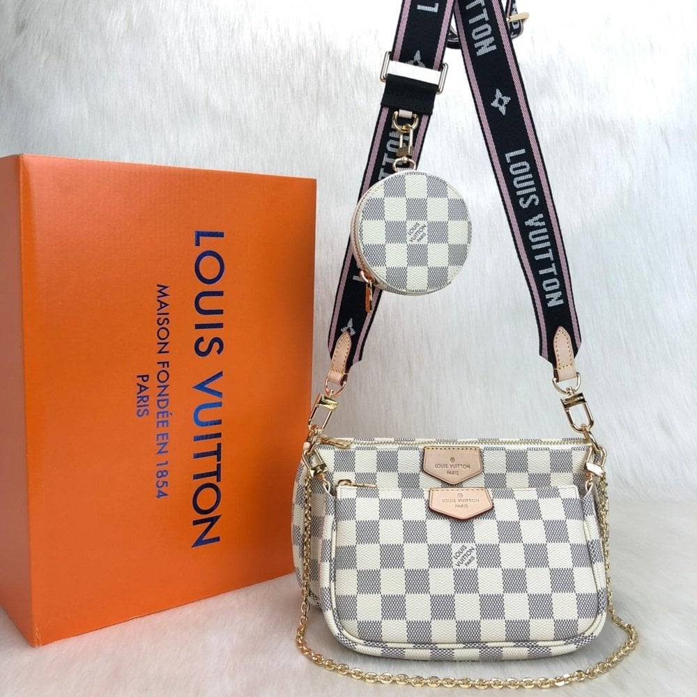 LOUİS VUİTTON MULTİ POCHETTE ACCESSOİRES %100 HAKIKI DERI AZUR SİYAH SAP