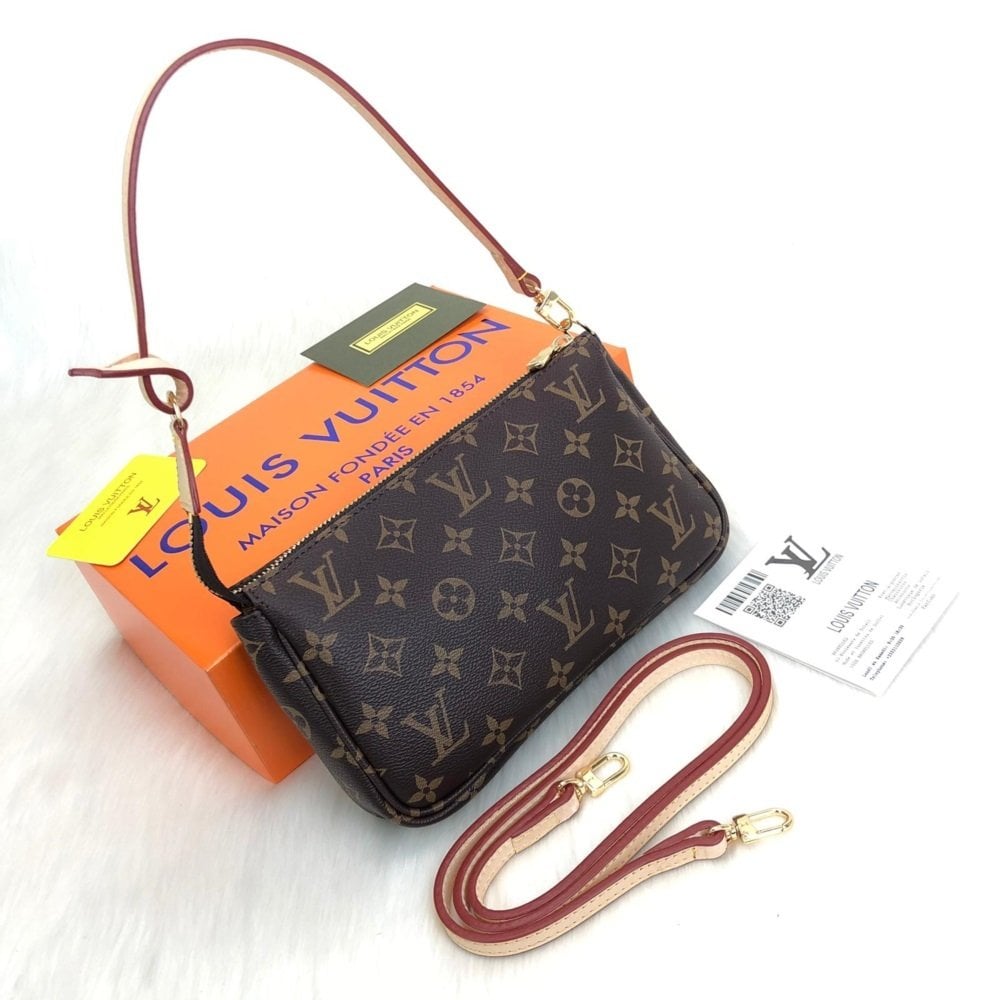LOUİS VUİTTON POCHETTE ACCESSOİRES %100 HAKIKI DERİ MONOGRAM CANVAS