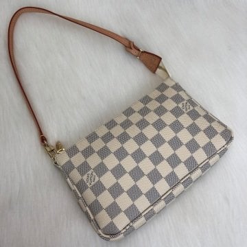 LOUİS VUİTTON POCHETTE ACCESSOİRES %100 HAKIKI DERİ AZUR