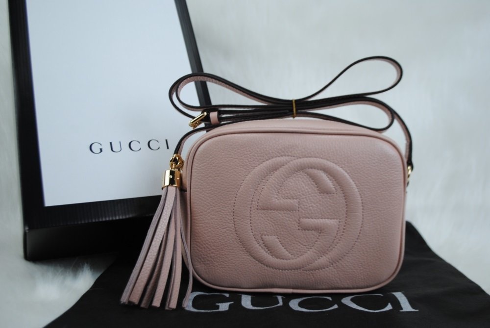 GUCCI SOHO DISCO BAG HAKIKI DERI PUDRA PEMBE
