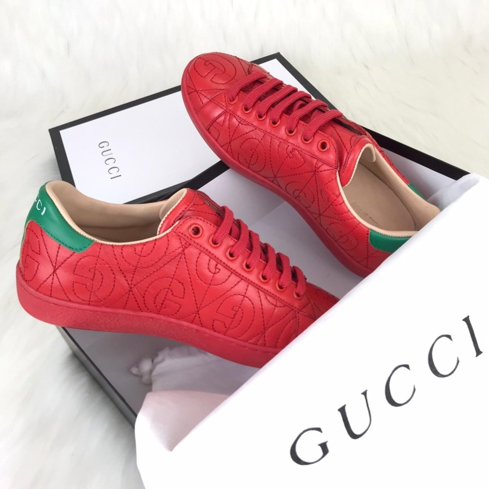 GUCCİ G RHOMBUS QUİLTED SNEAKER %HAKİKİ DERİ KIRMIZI