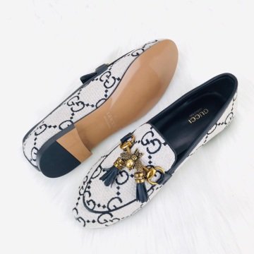 GUCCİ JORDAAN BEE TWEED LOAFER HAKİKİ DERİ VE KETEN