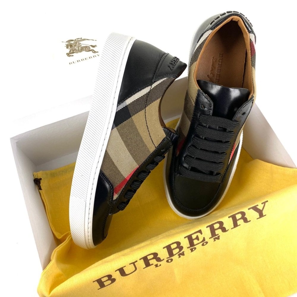 BURBERRY HOUSE CHECK AND LEATHER SNEAKERS %HAKİKİ DERİ