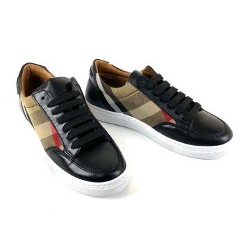 BURBERRY HOUSE CHECK AND LEATHER SNEAKERS %HAKİKİ DERİ