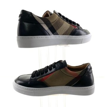 BURBERRY HOUSE CHECK AND LEATHER SNEAKERS %HAKİKİ DERİ