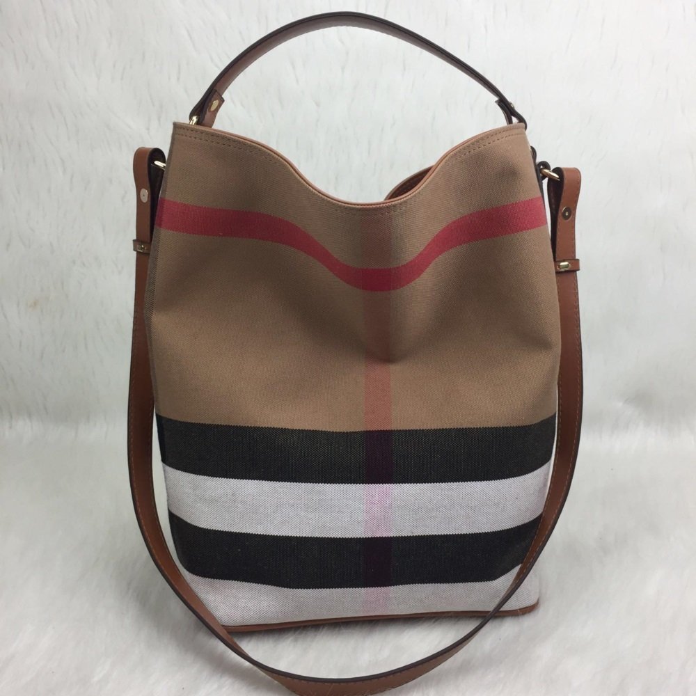 BURBERRY HOBO CANVAS  BAG TABA