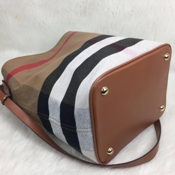 BURBERRY HOBO CANVAS  BAG TABA