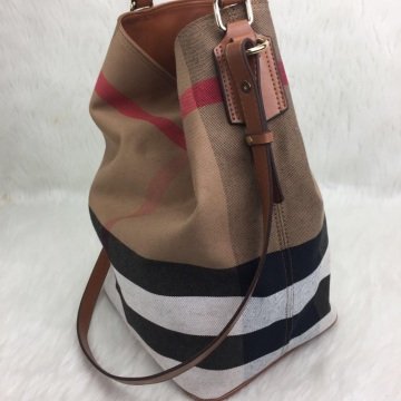 BURBERRY HOBO CANVAS  BAG TABA
