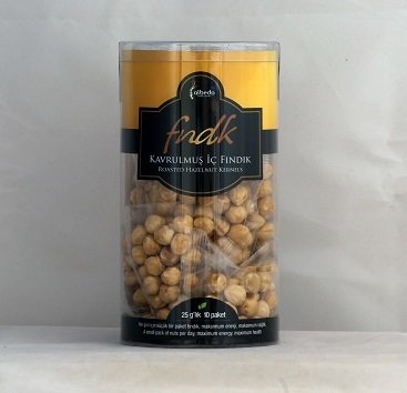 250 gr Kavrulmuş İç Fındık, (25gX10Ad pp paket) PVC Silindir